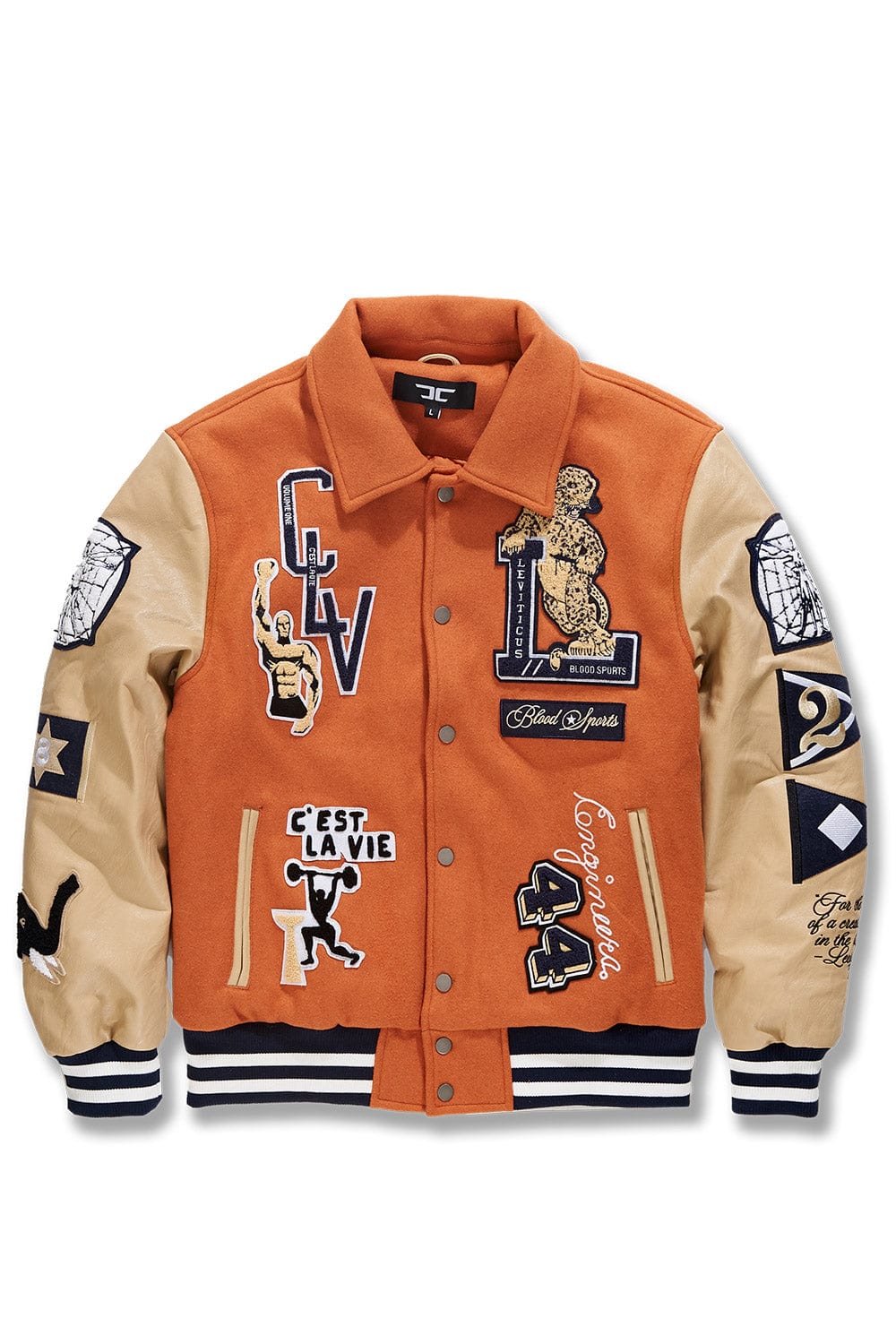 JC Big Men Big Men's Carpe Diem Varsity Jacket (Burnt Orange)