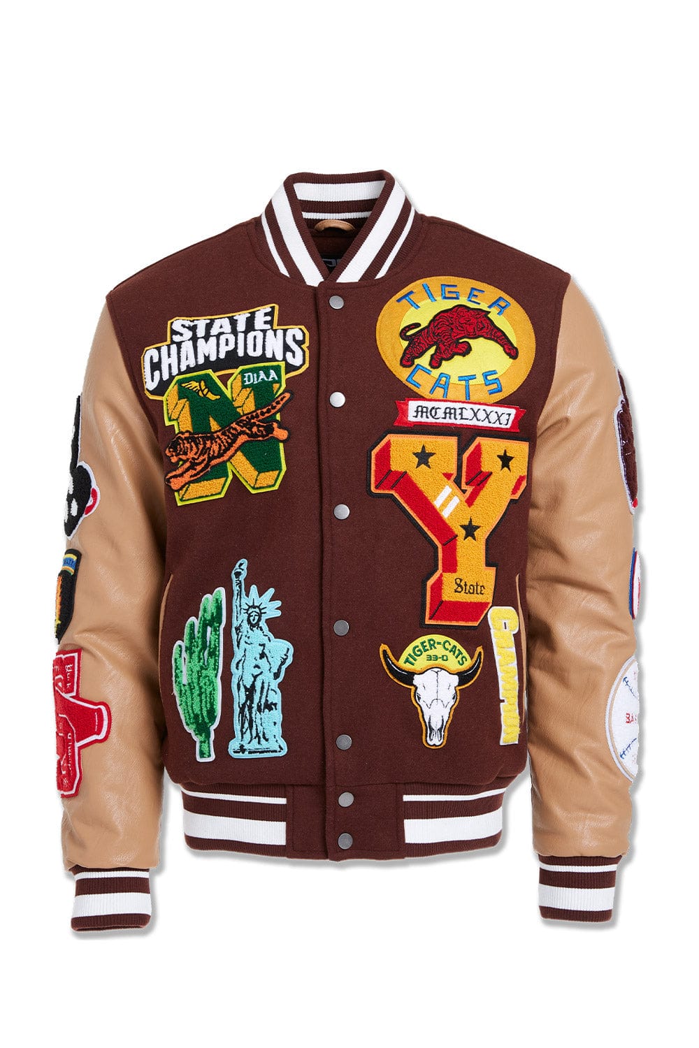 JC Big Men Big Men's Empire City Varsity Jacket (Ruby) 4XL / Ruby