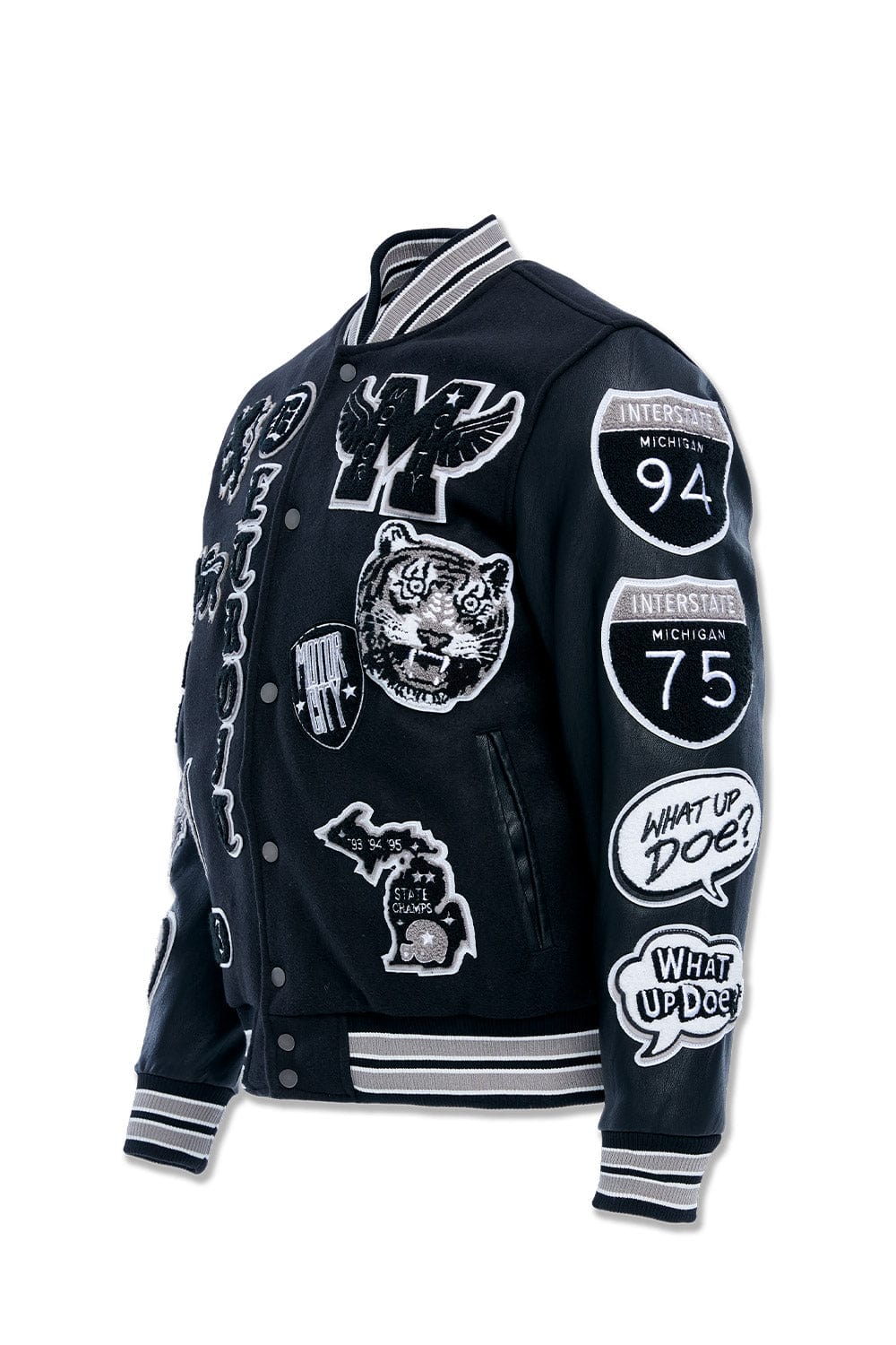 JC Big Men Big Men's Motown Varsity Jacket (Black Shadow)