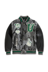 Kids Life of Vice Varsity Jacket (Black Camo)
