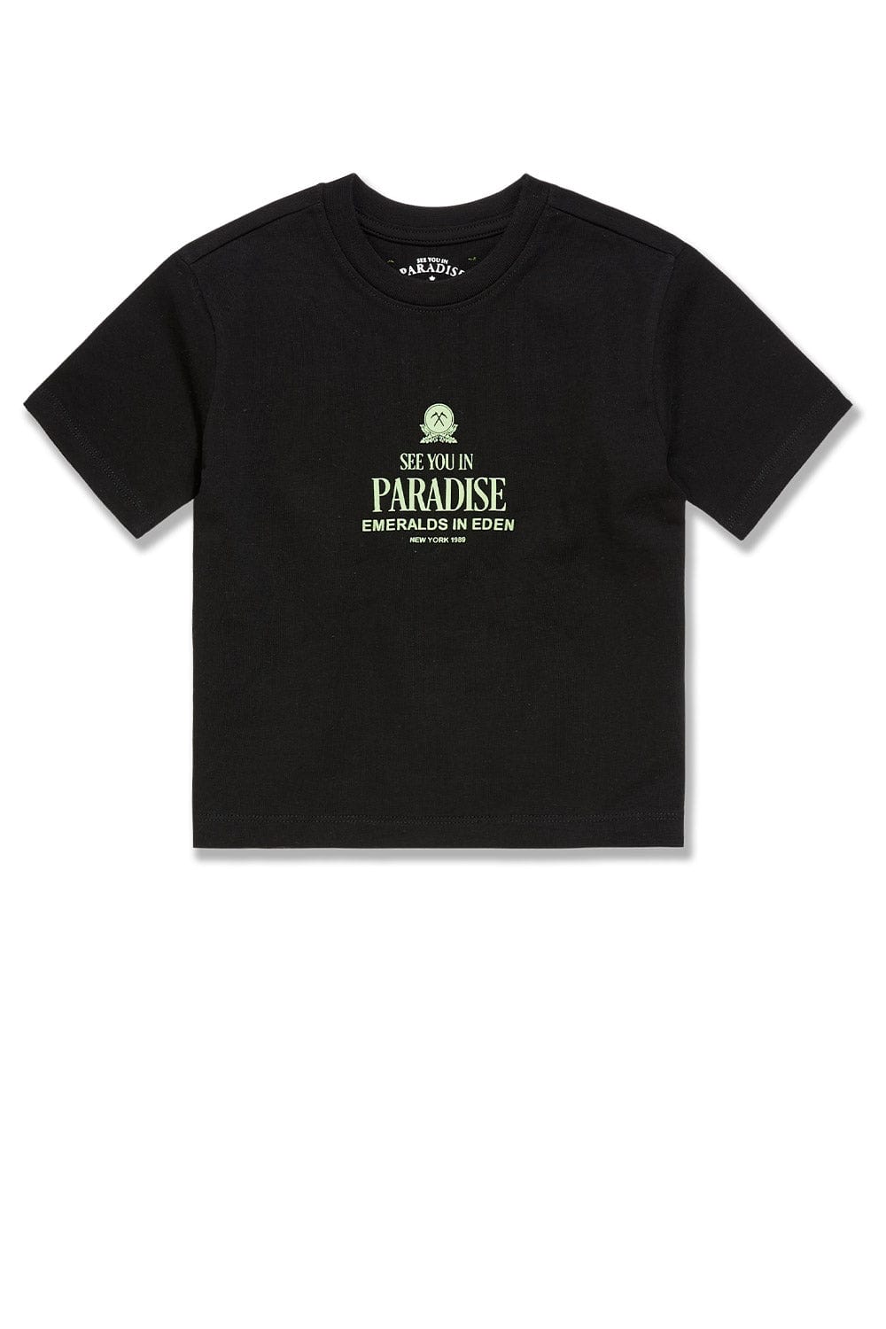 JC Kids Kids Emeralds in Eden Cropped Boxy T-Shirt Black / 2