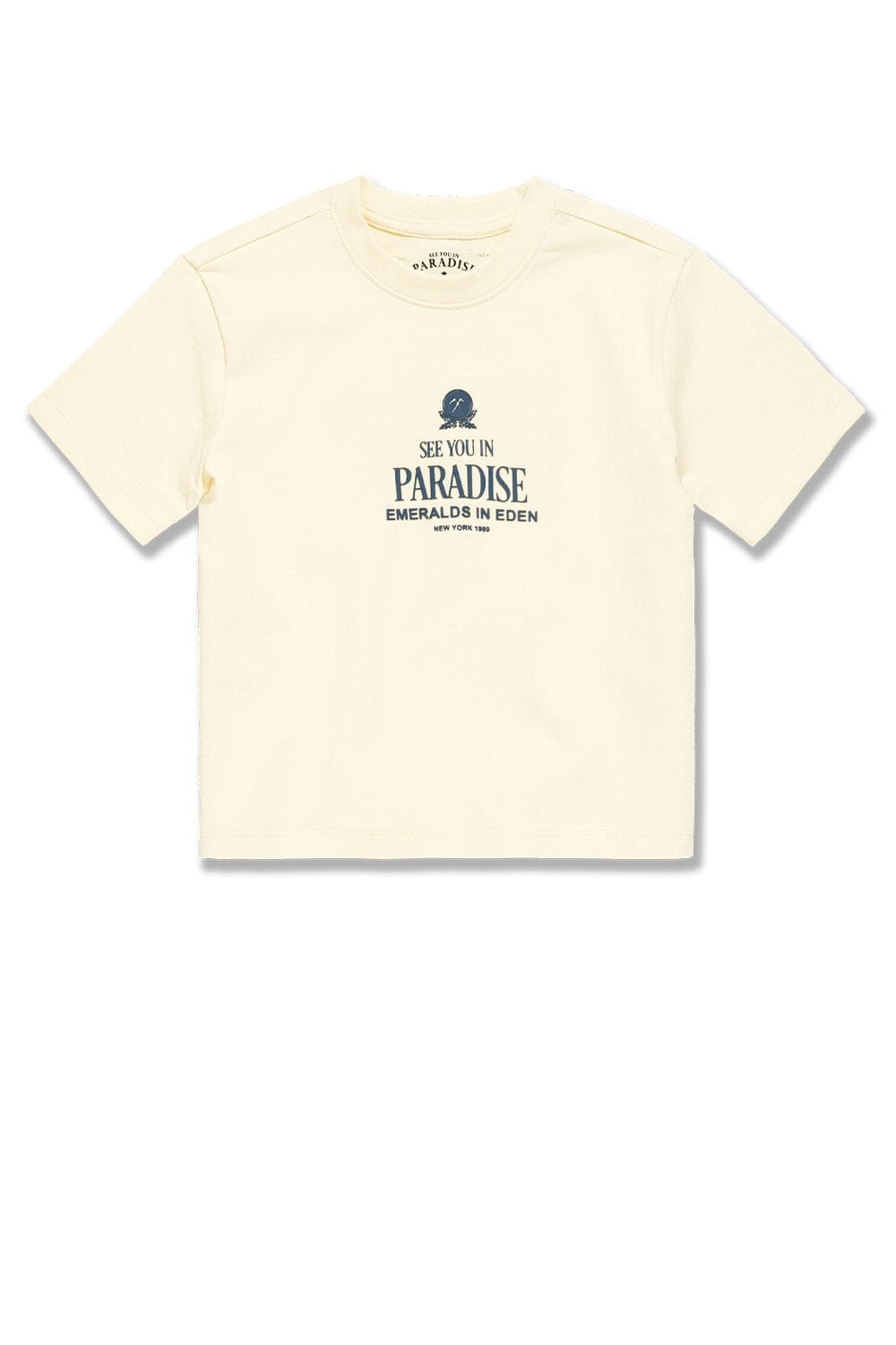 JC Kids Kids Emeralds in Eden Cropped Boxy T-Shirt Cream / 2