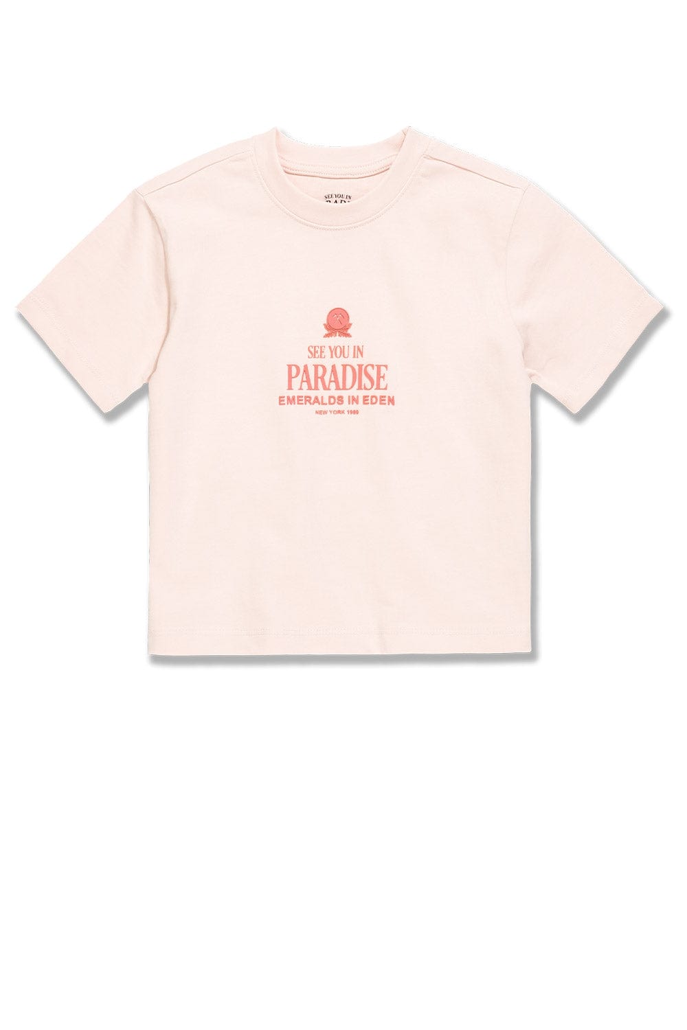 JC Kids Kids Emeralds in Eden Cropped Boxy T-Shirt Light Pink / 2
