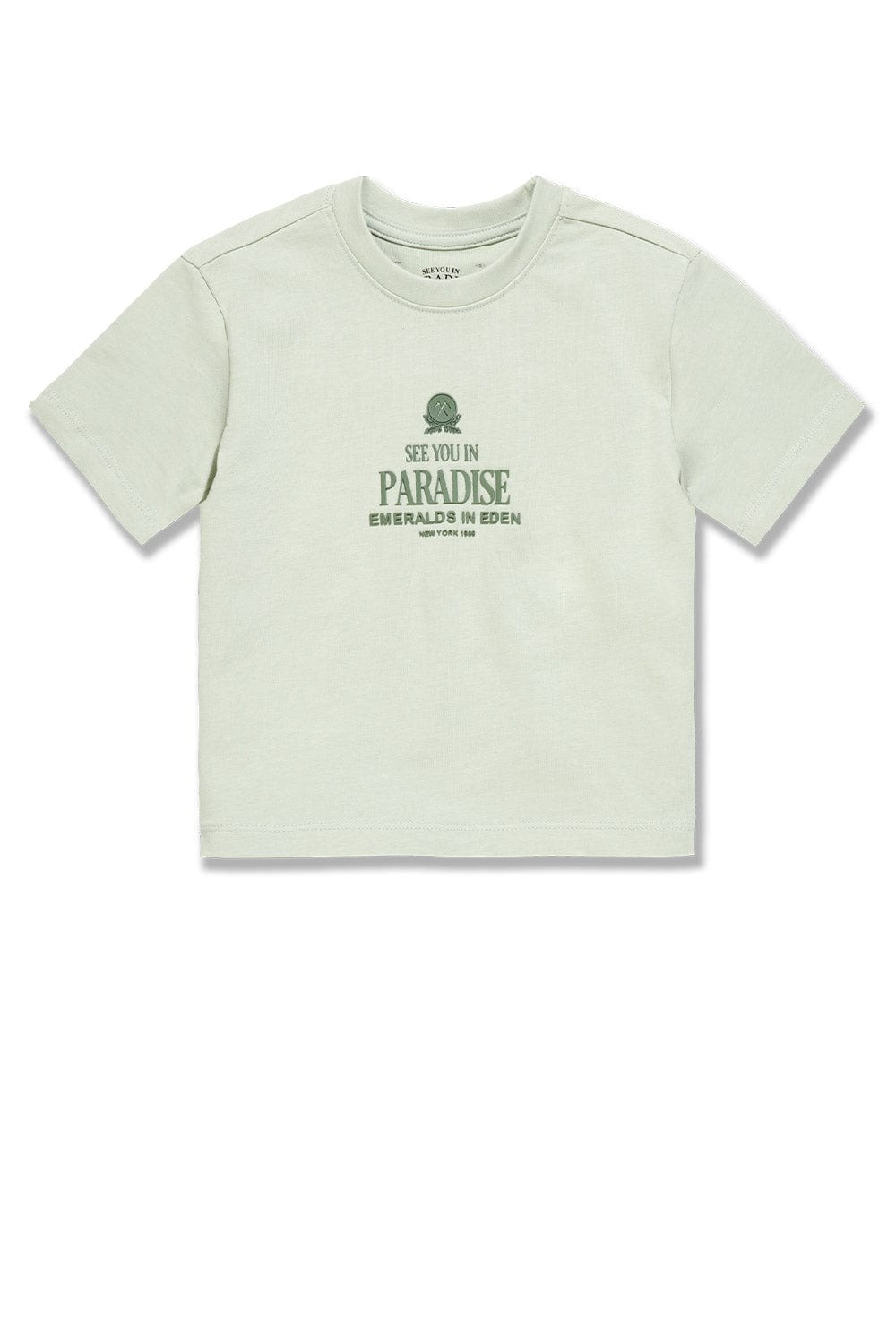 JC Kids Kids Emeralds in Eden Cropped Boxy T-Shirt Light Sage / 2