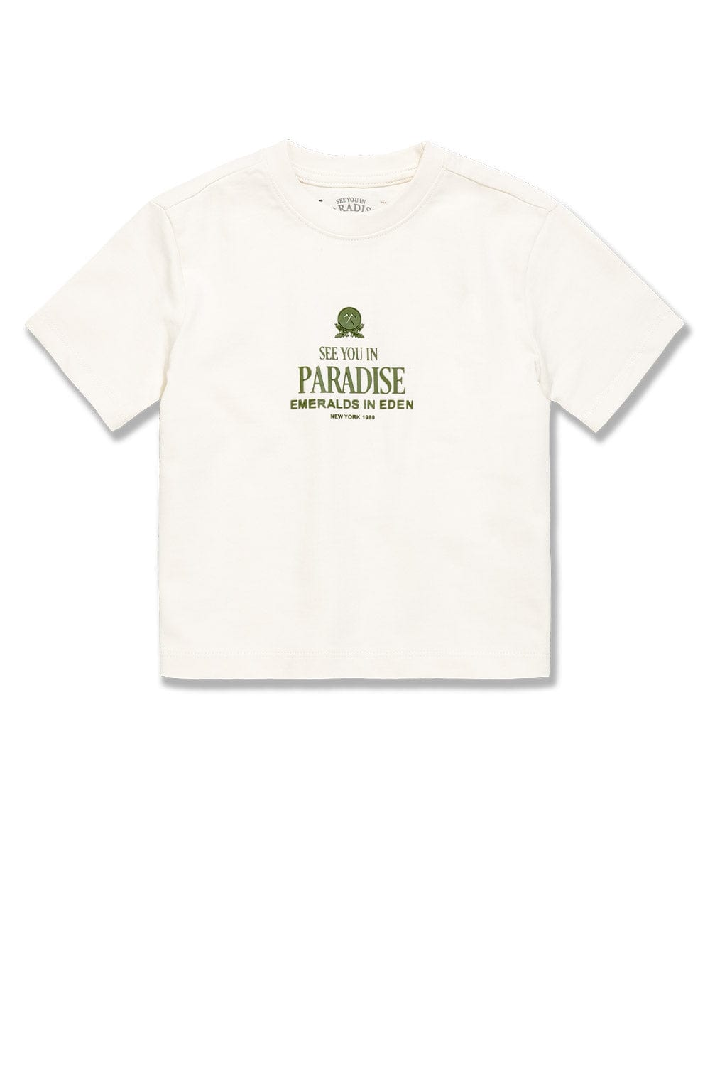 JC Kids Kids Emeralds in Eden Cropped Boxy T-Shirt White / 2