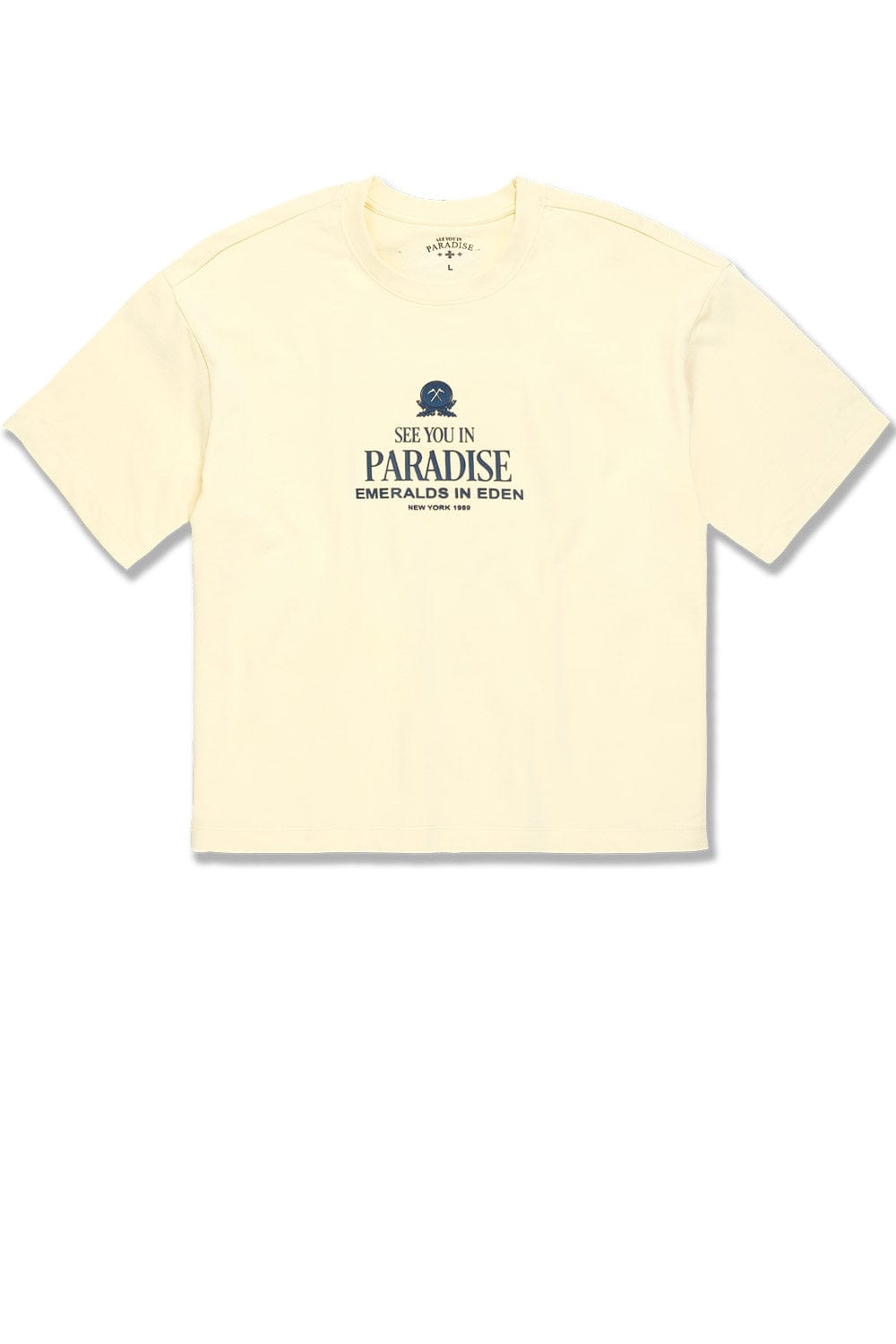 Jordan Craig Emeralds in Eden Cropped Boxy T-Shirt Cream / S