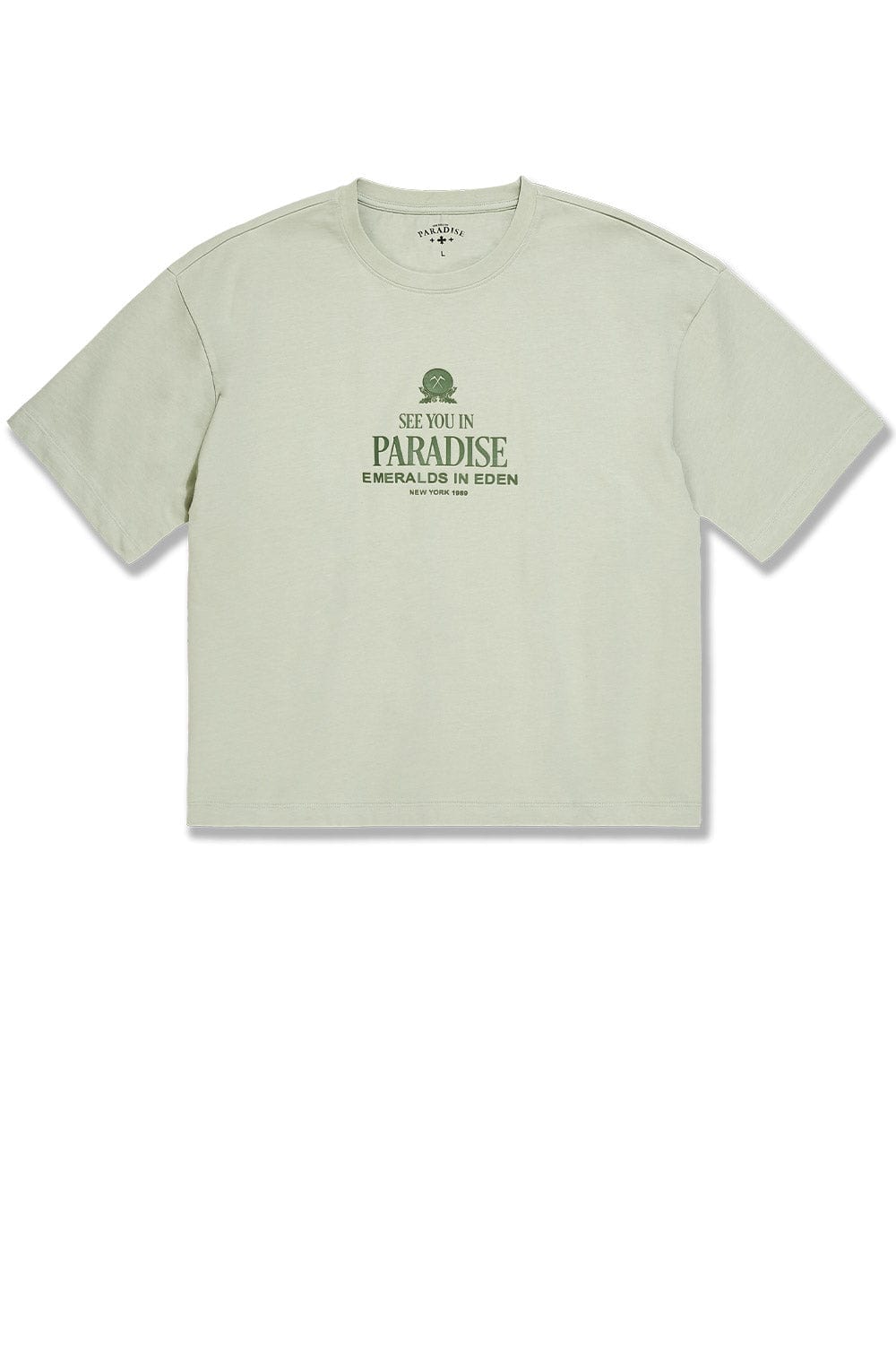 Jordan Craig Emeralds in Eden Cropped Boxy T-Shirt Light Sage / S