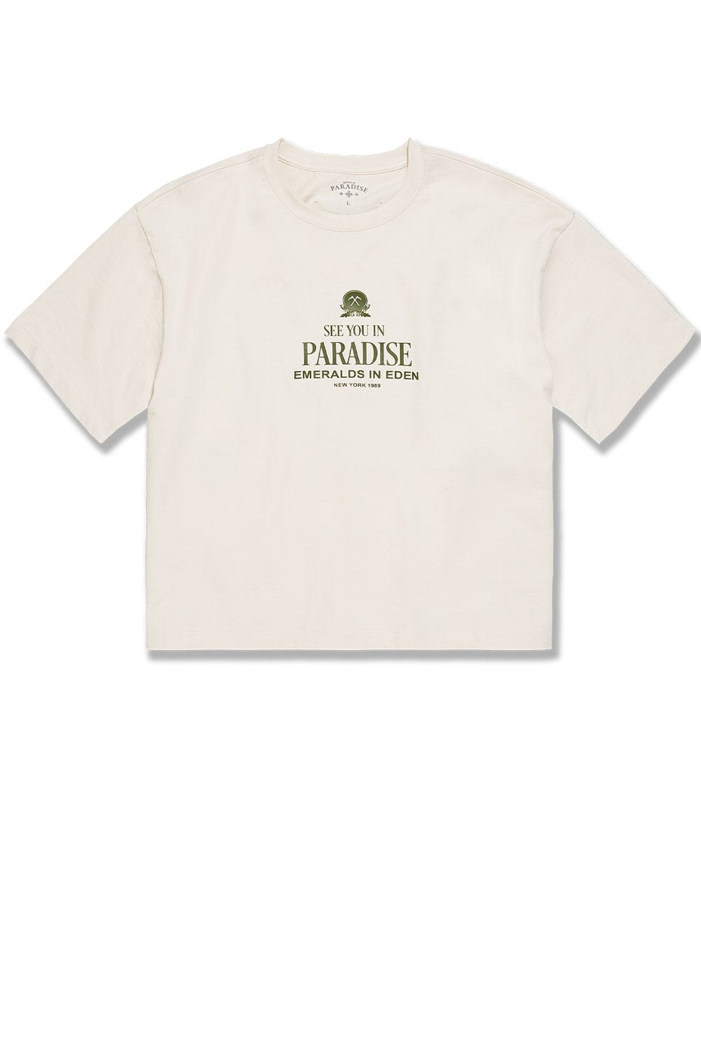 Jordan Craig Emeralds in Eden Cropped Boxy T-Shirt White / S
