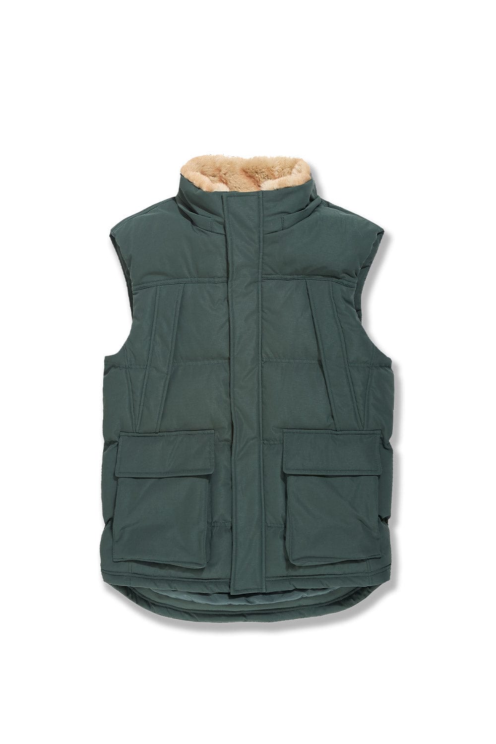 JC Big Men Big Men's Yukon Fur Lined Puffer Vest (Dark Olive)