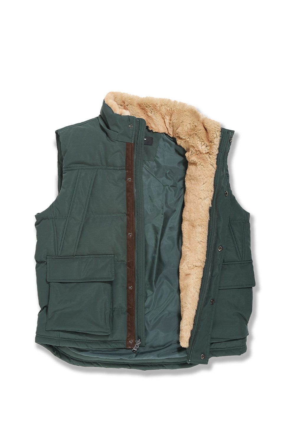 JC Big Men Big Men's Yukon Fur Lined Puffer Vest (Dark Olive)