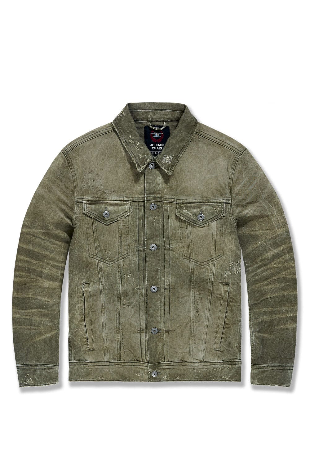 JC Big Men Big Men's Meadowlands Denim Trucker Jacket (Earth Tones) Olive / 4XL