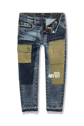 Kids Patchwork Cargo Denim (Aged Wash)