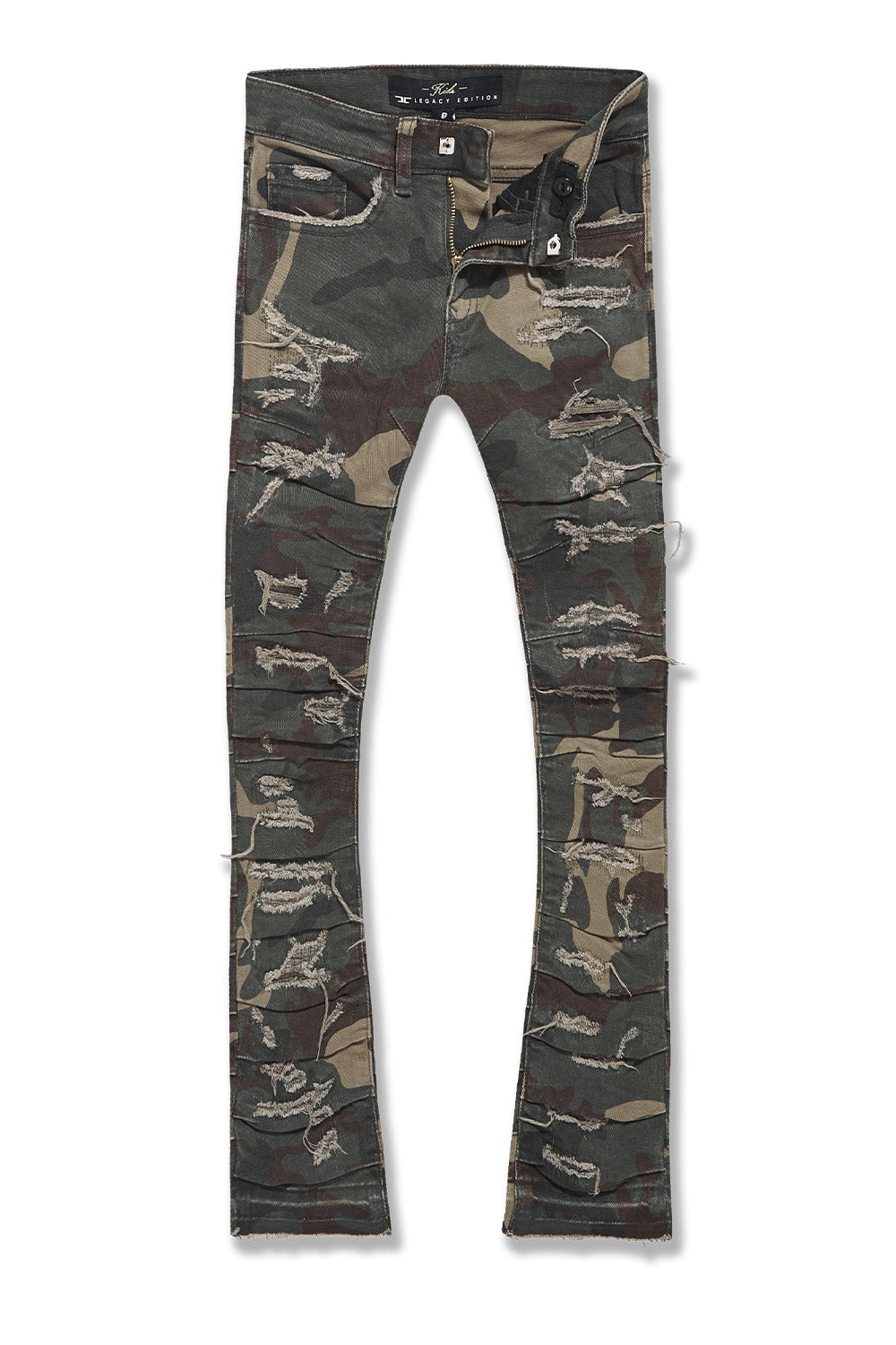 JC Kids Kids Stacked Ripple Effect Pants (Woodland) 2 / Woodland