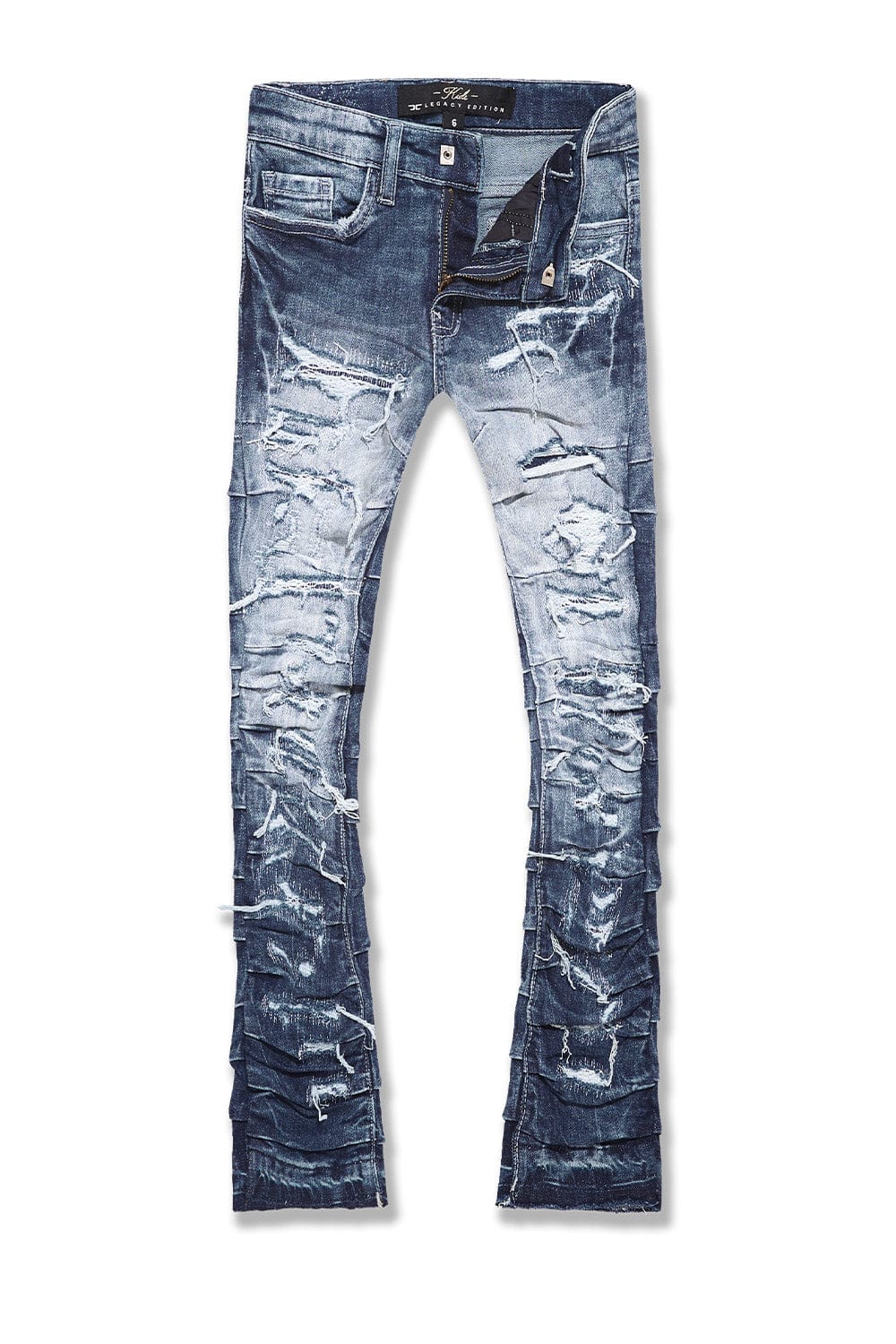 JC Kids Kids Stacked Ripple Effect Denim (Aged Wash) 2 / Aged Wash