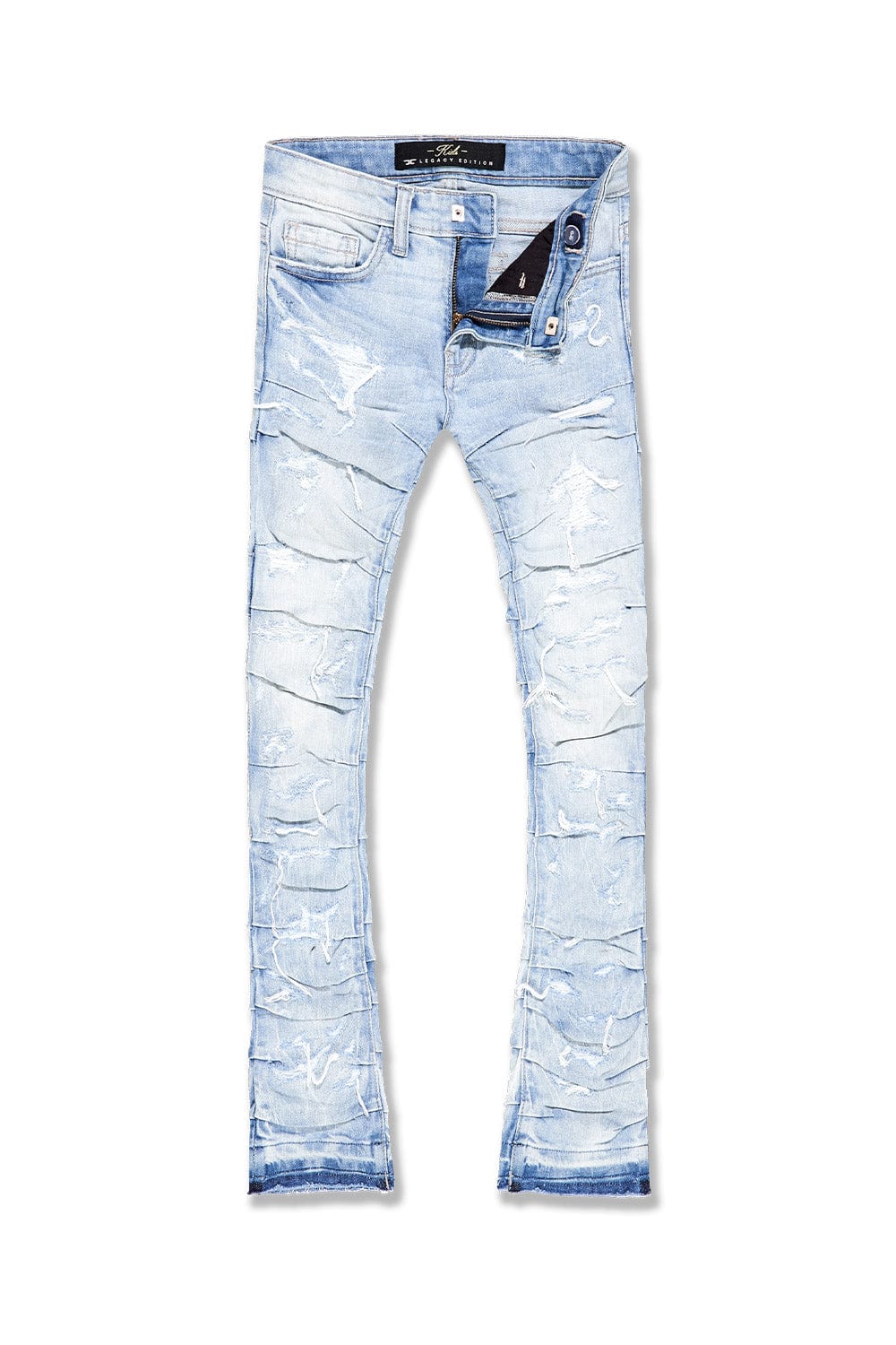 JC Kids Kids Stacked Ripple Effect Denim (Ice Blue) 2 / Ice Blue