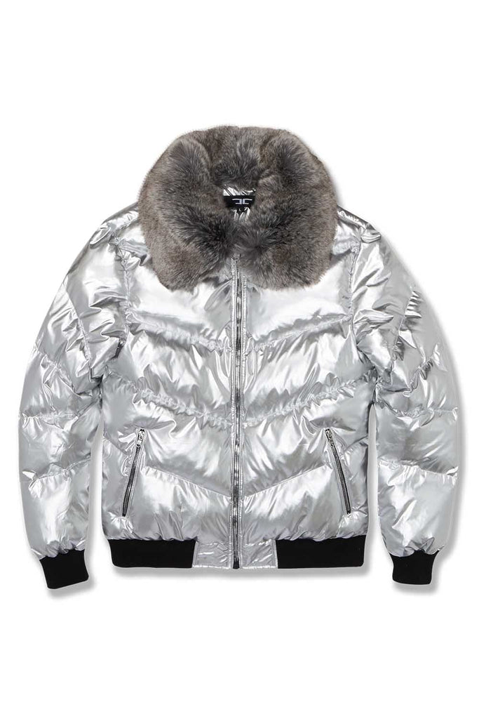 JC Big Men Big Men's Flatbush Bomber Jacket Silver / 4XL