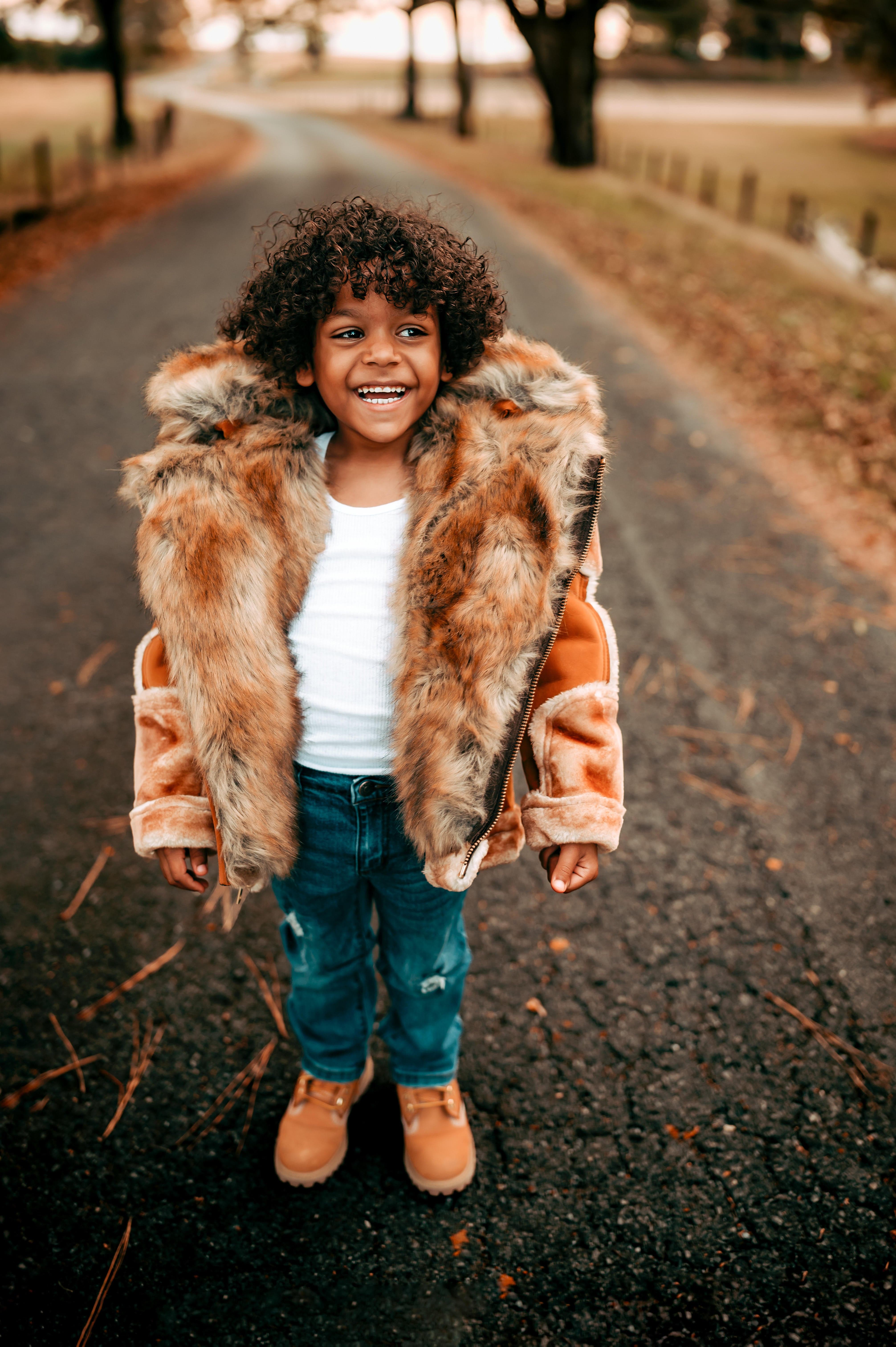 JC Kids Kids El Jefe Shearling Moto Jacket (Cognac)