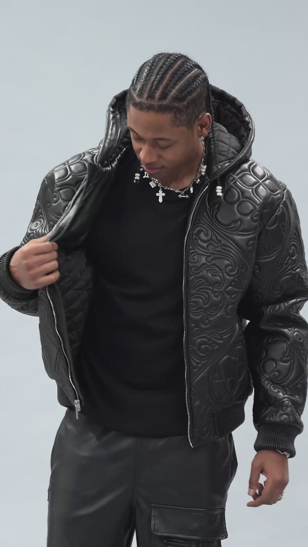 Ace of Spades Hooded Bomber Jacket (Black)