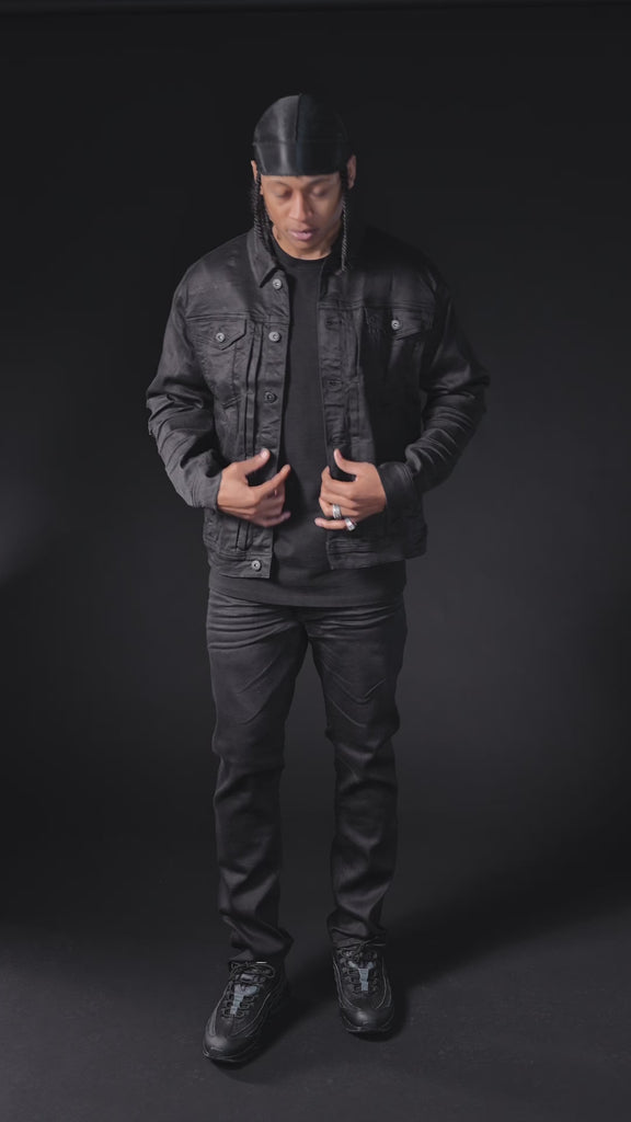 Obsidian Denim Trucker Jacket (Black)