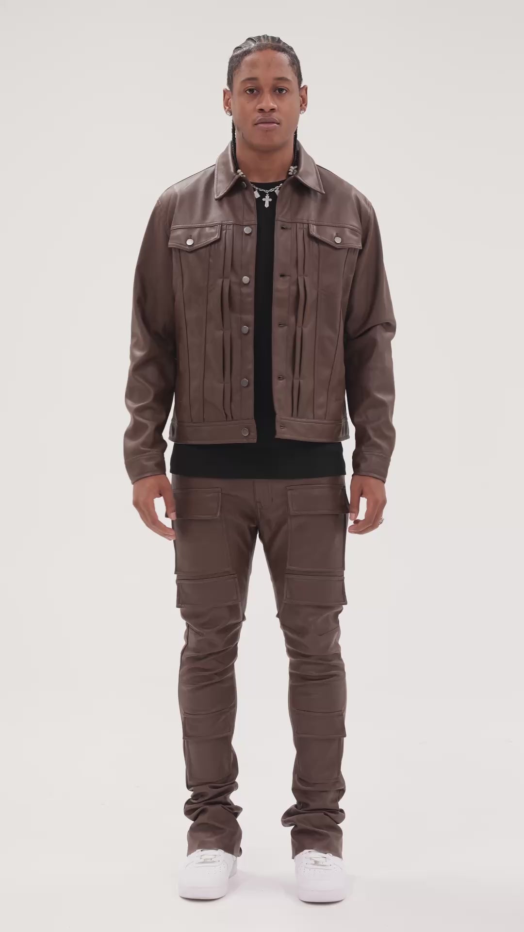 Skinny Stacked Fit - Thriller Cargo Pants (Brown) - Ross Stacked Collection