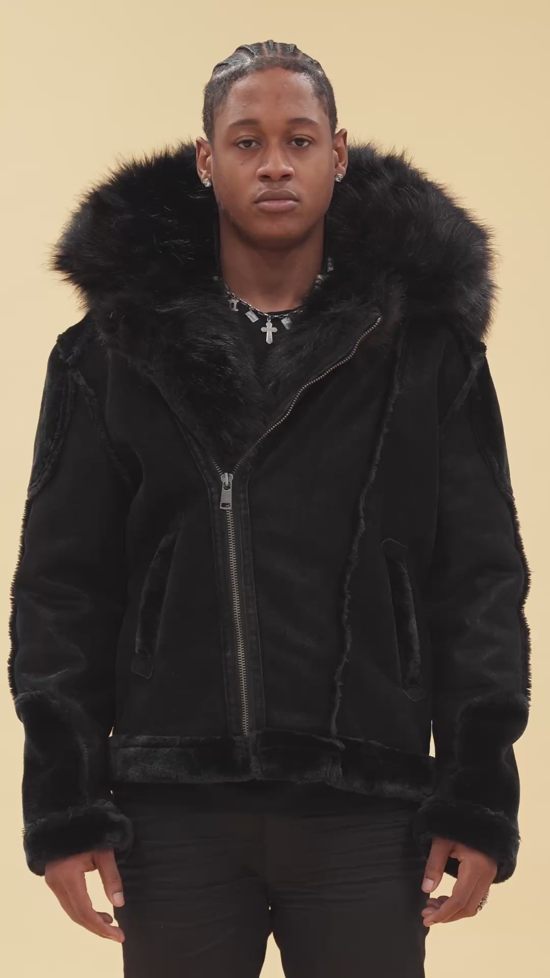El Jefe Shearling Moto Jacket (Noir)