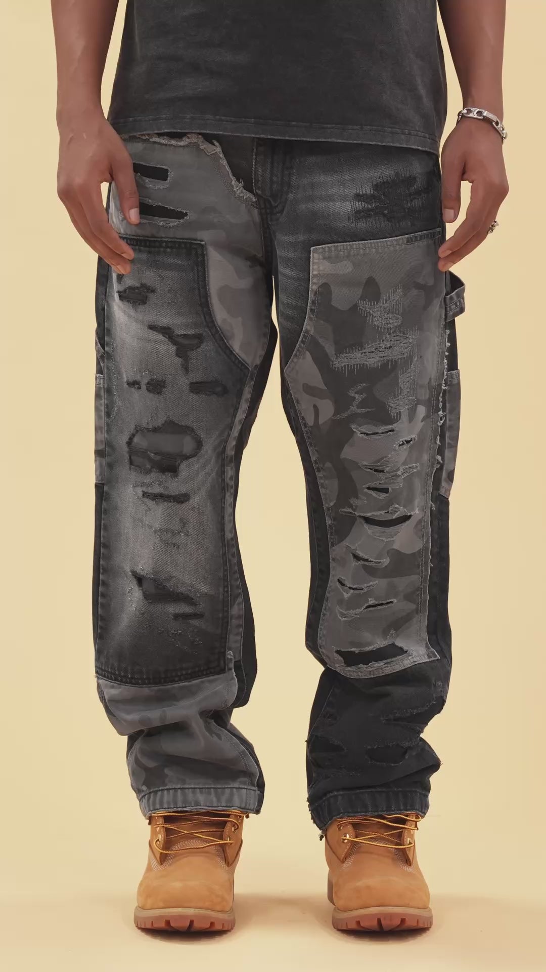 Wide Leg Fit - Front Line Denim - Brian Collection (Black Shadow)