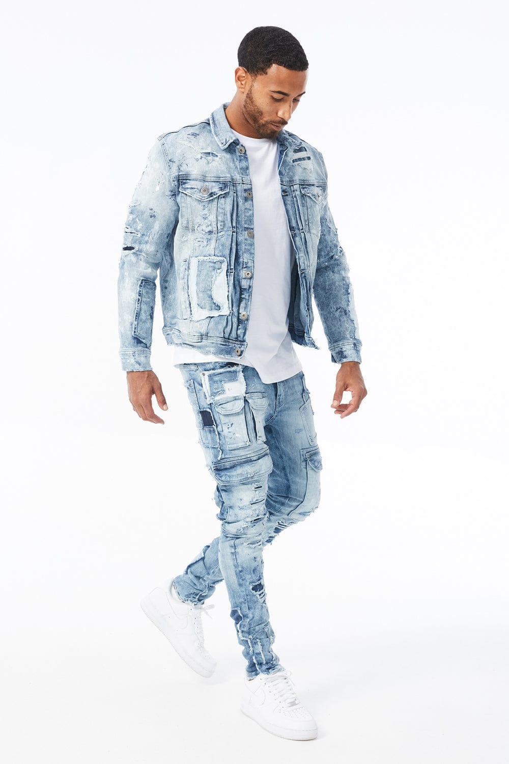 Washington Heights Denim Trucker Jacket (Destroyed Blue