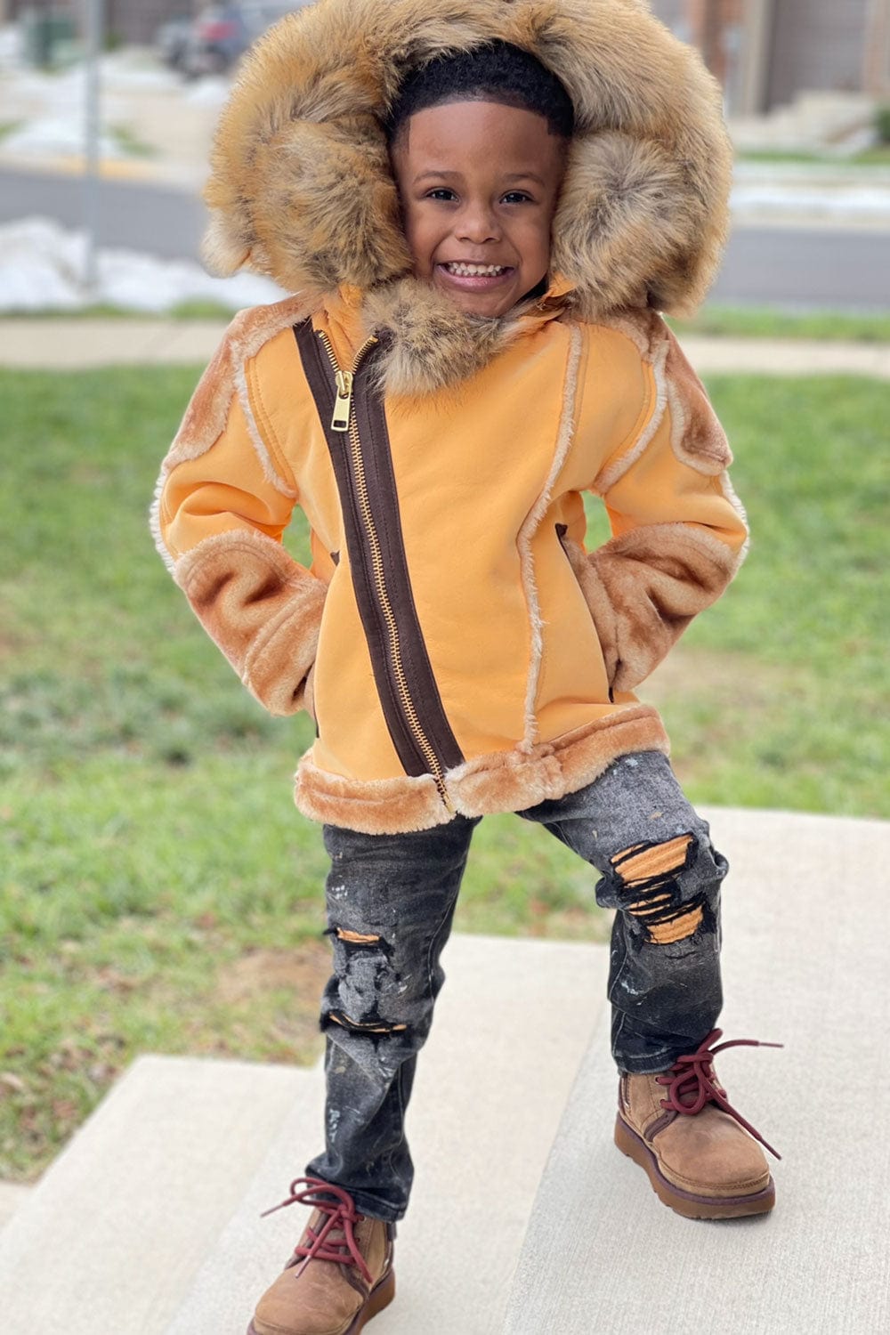 JC Kids Kids El Jefe Shearling Moto Jacket (Sunset)