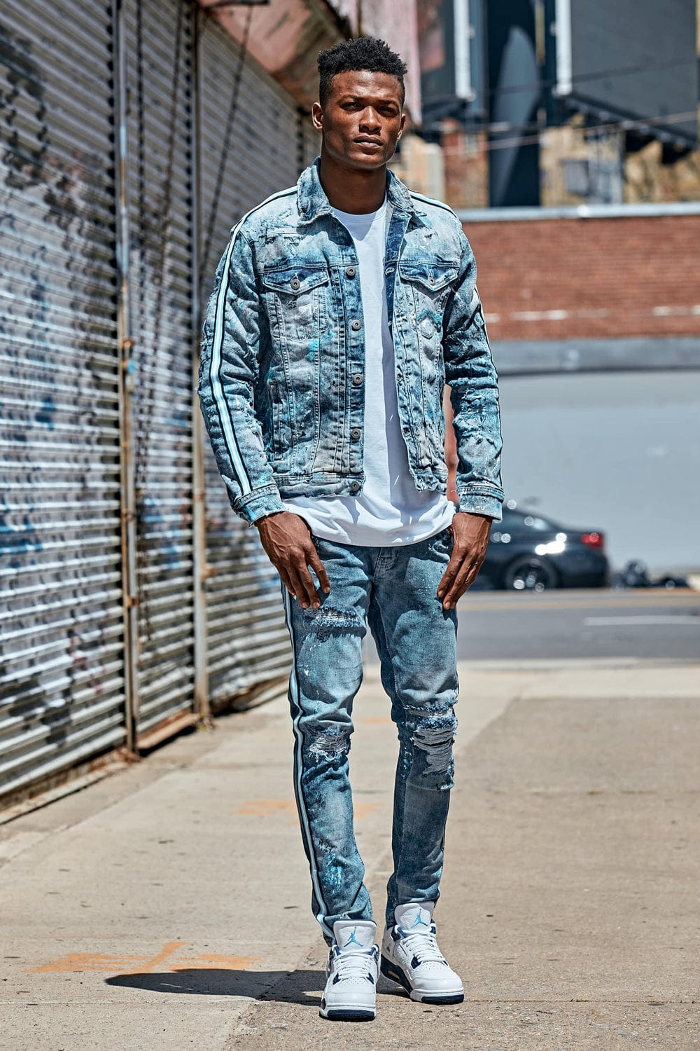 Sparta Striped Denim Jacket (University Blue)