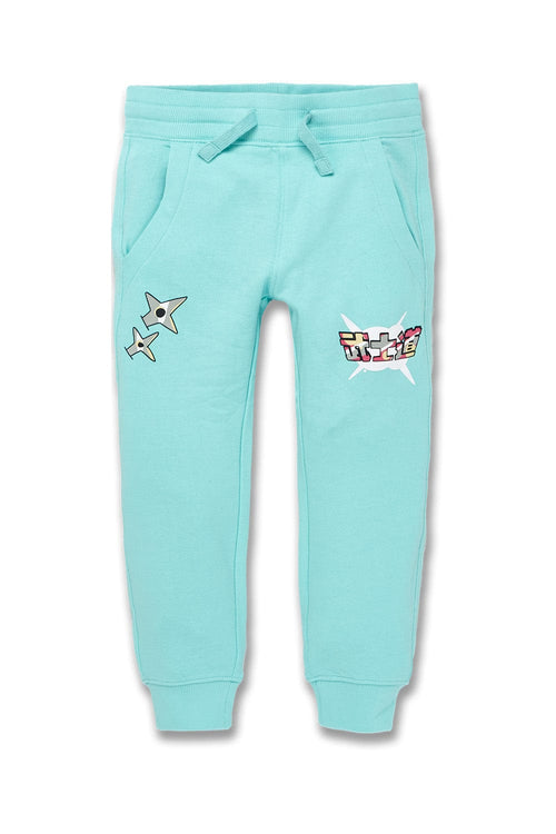 Kids Invincible Plush Jogger Sweatpants Egg Shell Blue Jordan