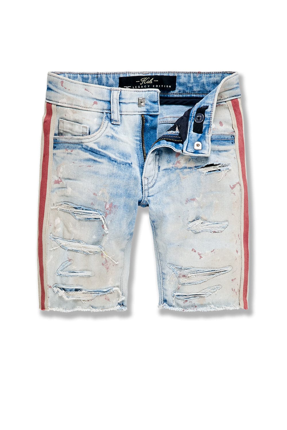JC Kids Kids OG Plush Striped Denim Shorts (Dusty Rose) 2 / Dusty Rose / BA