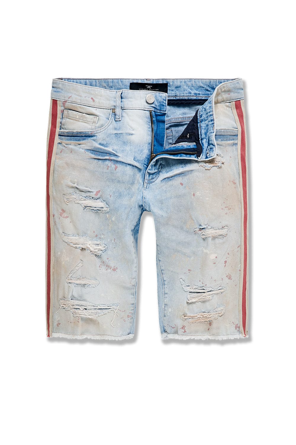 JC Big Men Big Men's Odyssey Striped Denim Shorts (Dusty Rose) 44 / Dusty Rose / AC14