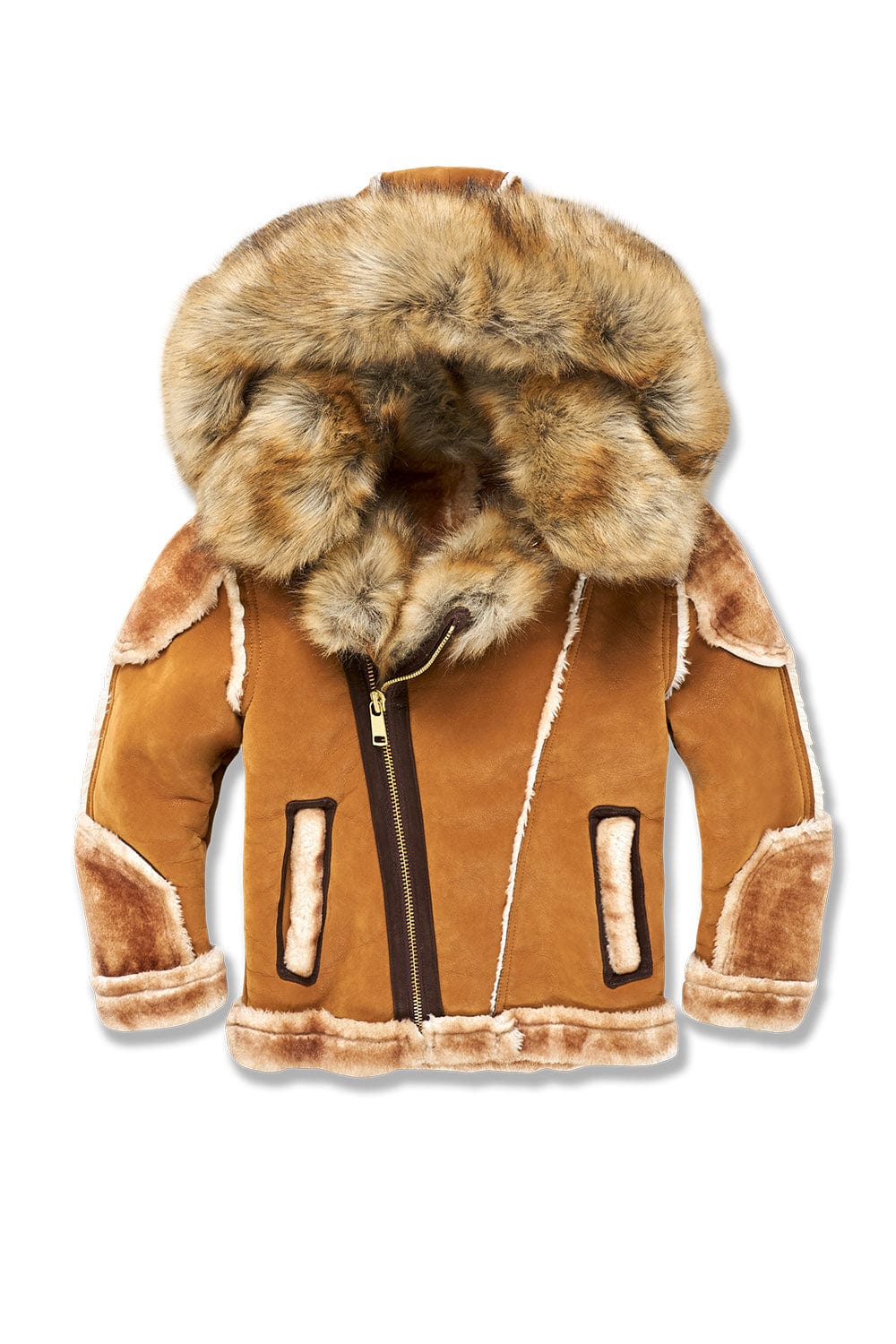 JC Kids Kids El Jefe Shearling Moto Jacket (Cognac) 2 / Cognac