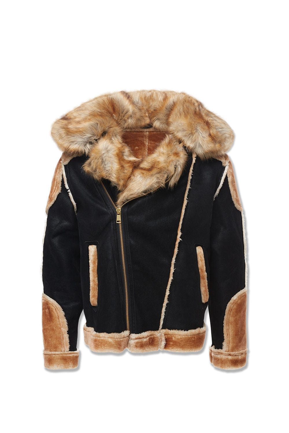 El Jefe Shearling Moto Jacket Black Coffee