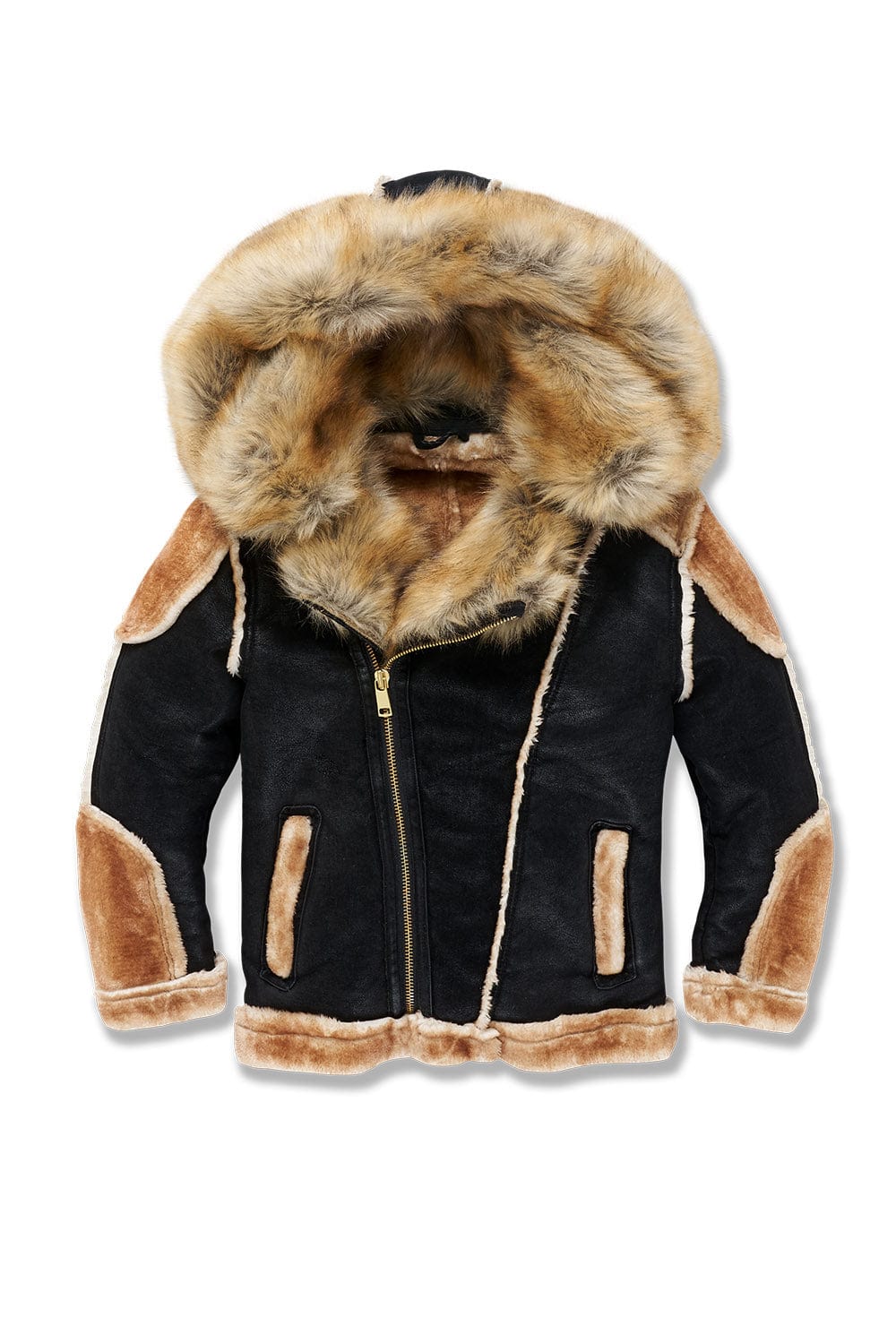 JC Kids Kids El Jefe Shearling Moto Jacket (Black Coffee) 2 / Black Coffee