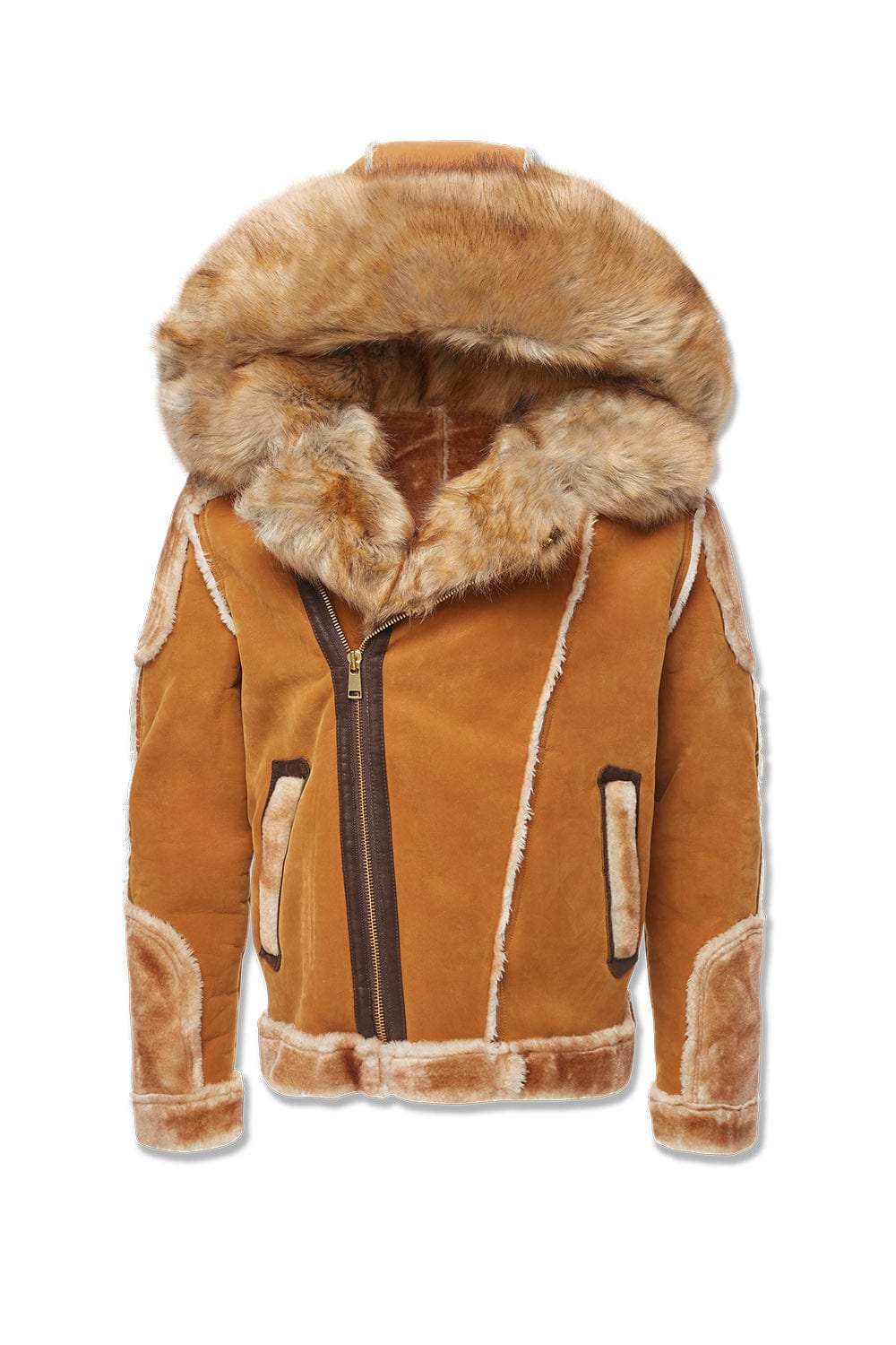 Jordan Craig El Jefe Shearling Moto Jacket (Cognac) S / Cognac