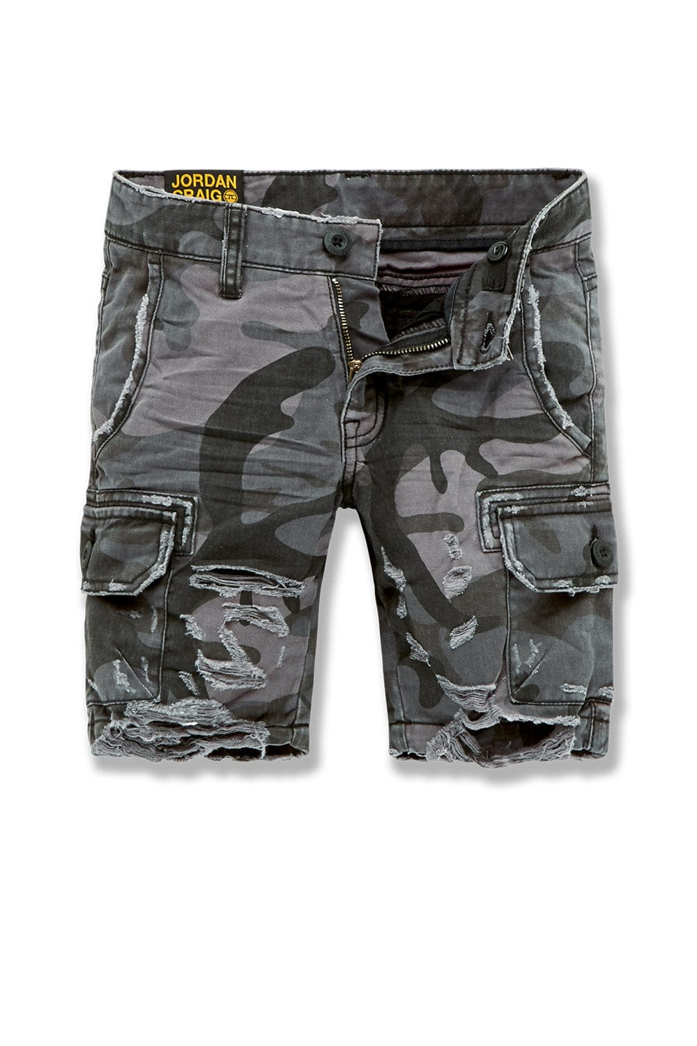 JC Kids Kids War Torn Cargo Shorts Black Camo / 2