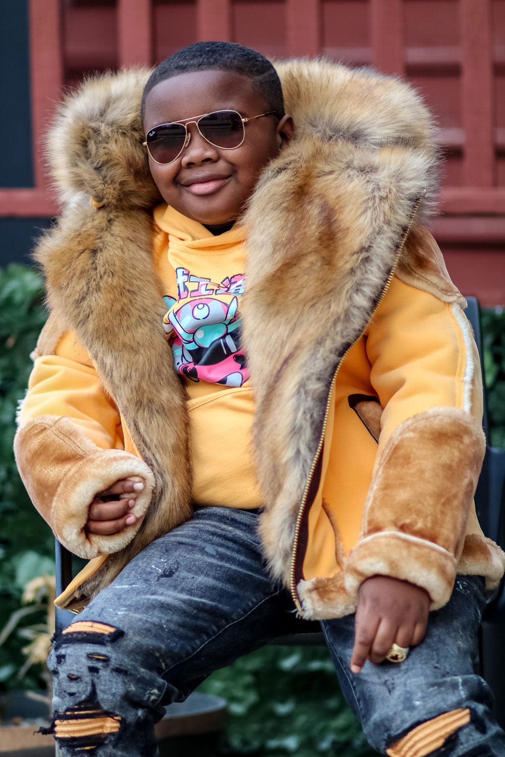 JC Kids Kids El Jefe Shearling Moto Jacket (Sunset)